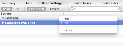 In “Packaging” section of settings set “Compress PNG Files” to “NO”