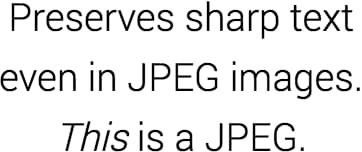 Preserves sharp text even in JPEG images.